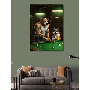 Kanvas Tablo Bilardo Oynayan Köpek 100x140 cm