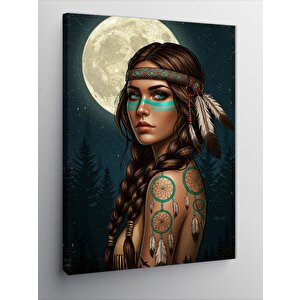 Kanvas Tablo Kızılderili Kadın Ve Ayışığı 50x70 cm