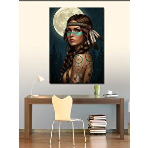 Kanvas Tablo Kızılderili Kadın Ve Ayışığı 50x70 cm