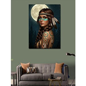 Kanvas Tablo Kızılderili Kadın Ve Ayışığı 50x70 cm