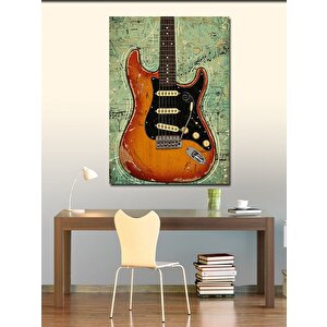 Kanvas Tablo Elektrik Gitar Ve Harita 70x100 cm