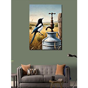 Kanvas Tablo Doğadaki Saksağan Kuşu 100x140 cm