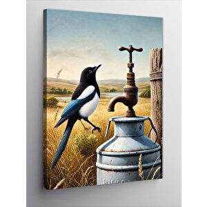 Kanvas Tablo Doğadaki Saksağan Kuşu 70x100 cm
