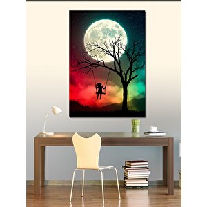 Kanvas Tablo Ayışığında Salıncakta Çocuk 100x140 cm