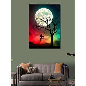 Kanvas Tablo Ayışığında Salıncakta Çocuk 100x140 cm