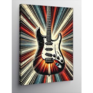Kanvas Tablo Elektro Gitar Ve Renkli Işıklar 50x70 cm