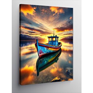 Kanvas Tablo Gün Batımında Tekne Manzarası 70x100 cm
