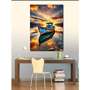 Kanvas Tablo Gün Batımında Tekne Manzarası 70x100 cm