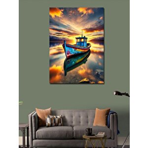 Kanvas Tablo Gün Batımında Tekne Manzarası 70x100 cm