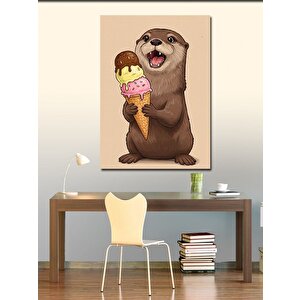 Kanvas Tablo Dondurma Tutan Mirket 100x140 cm