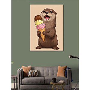 Kanvas Tablo Dondurma Tutan Mirket 50x70 cm