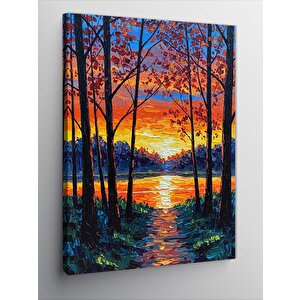 Kanvas Tablo Gün Batımında Orman Manzarası 100x140 cm
