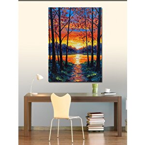 Kanvas Tablo Gün Batımında Orman Manzarası 100x140 cm