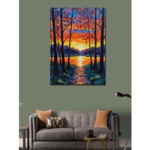 Kanvas Tablo Gün Batımında Orman Manzarası 100x140 cm