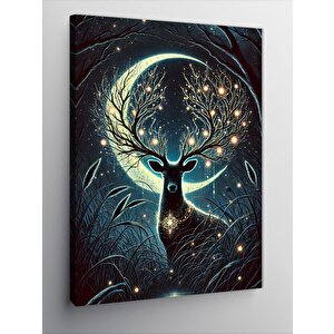 Kanvas Tablo Geyik Ve Parlayan Ayışığı 50x70 cm