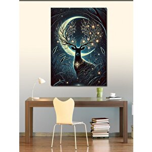Kanvas Tablo Geyik Ve Parlayan Ayışığı 50x70 cm