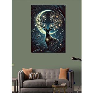 Kanvas Tablo Geyik Ve Parlayan Ayışığı 50x70 cm