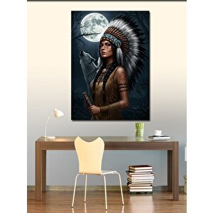 Kanvas Tablo Kızılderili Kadın Ve Ayışığı 70x100 cm