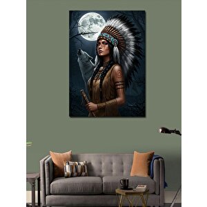 Kanvas Tablo Kızılderili Kadın Ve Ayışığı 50x70 cm