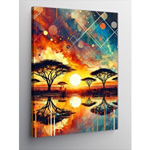 Kanvas Tablo Afrika Gün Batımı Silueti 100x140 cm