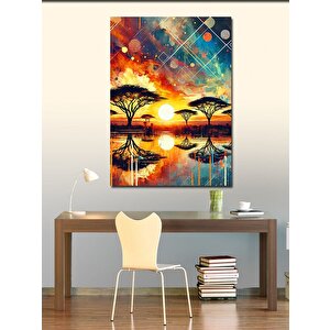 Kanvas Tablo Afrika Gün Batımı Silueti 100x140 cm