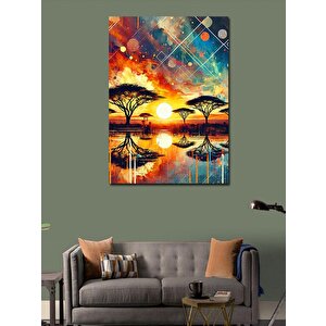 Kanvas Tablo Afrika Gün Batımı Silueti 100x140 cm