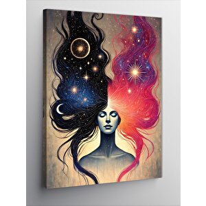 Kanvas Tablo Evren Ve Kadın Figürü 50x70 cm