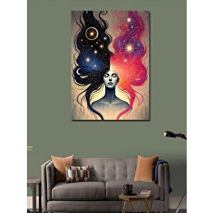 Kanvas Tablo Evren Ve Kadın Figürü 50x70 cm