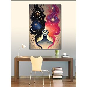 Kanvas Tablo Evren Ve Kadın Figürü 70x100 cm