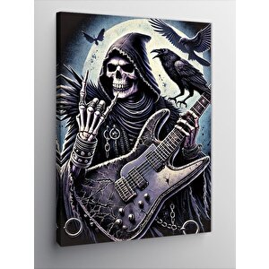 Kanvas Tablo Kuzgunlu Gitar Ve Karanlık Müziğin Temsilcisi 100x140 cm