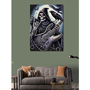 Kanvas Tablo Kuzgunlu Gitar Ve Karanlık Müziğin Temsilcisi 100x140 cm