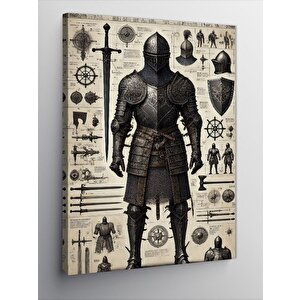 Kanvas Tablo Ortaçağ Zırhlı Savaşçı 50x70 cm
