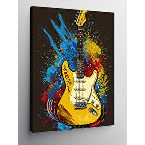 Kanvas Tablo Sarı Elektro Gitar 100x140 cm