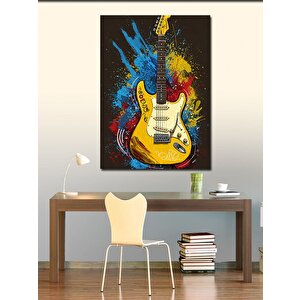 Kanvas Tablo Sarı Elektro Gitar 100x140 cm