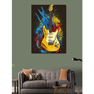 Kanvas Tablo Sarı Elektro Gitar 100x140 cm