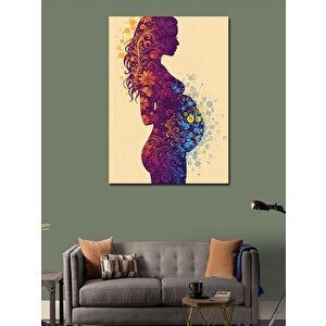Kanvas Tablo Hamile Kadın Silueti Ve Renkler 50x70 cm
