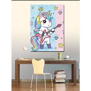 Kanvas Tablo Sevimli Unicorn Gitar 50x70 cm