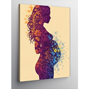 Kanvas Tablo Hamile Kadın Silueti Ve Renkler 70x100 cm