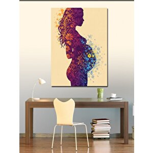 Kanvas Tablo Hamile Kadın Silueti Ve Renkler 70x100 cm