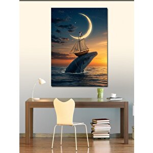 Kanvas Tablo Ay Ve Yelkenli Figürü 100x140 cm