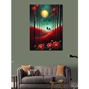 Kanvas Tablo Ayışığında Kırmızı Manzara 100x140 cm