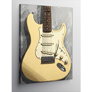 Kanvas Tablo Krem Elektro Gitar 100x140 cm