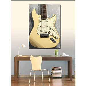 Kanvas Tablo Krem Elektro Gitar 100x140 cm