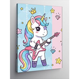 Kanvas Tablo Sevimli Unicorn Gitar 70x100 cm