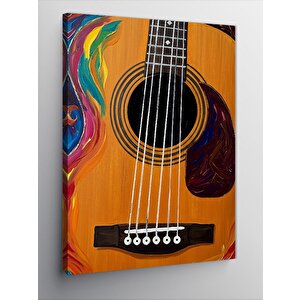 Kanvas Tablo Renkli Akustik Gitar Çizimi 50x70 cm