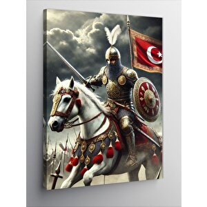Kanvas Tablo Türk Bayrağı Ve Şövalye 70x100 cm