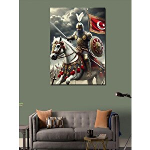 Kanvas Tablo Türk Bayrağı Ve Şövalye 70x100 cm