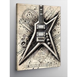 Kanvas Tablo Metalik Elektrik Gitar Tasarımı 100x140 cm