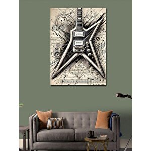 Kanvas Tablo Metalik Elektrik Gitar Tasarımı 100x140 cm