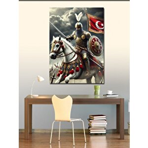 Kanvas Tablo Türk Bayrağı Ve Şövalye 50x70 cm